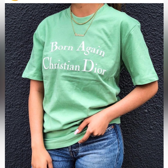 CHINATOWN MARKET Born Again Christian Dior Puff Paint Logo Tee Oversized TShirt - Picture 9 of 9